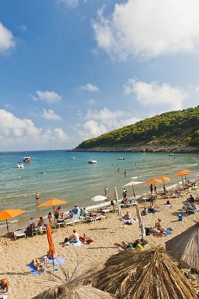 Sunj Beach, a sandy beach on Lopud Island, Elaphiti Islands, Dalmatian Coast, Croatia, Europe