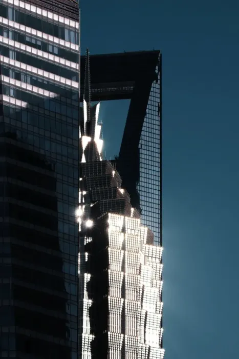 Framed Print : Sunlight reflected off skyscrapers in Pudong district, Shanghai, China, Asia Framed Print : Sunlight reflected off skyscrapers in Pudong district, Shanghai, China, Asia