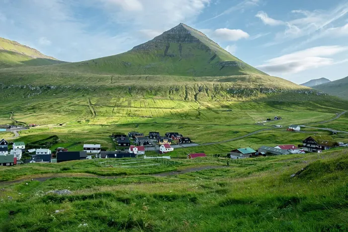 Framed Print : A sunny day in Gjogv on Eysturoy Island, Faroe Islands, Denmark, North Atlantic, Europe Framed Print : A sunny day in Gjogv on Eysturoy Island, Faroe Islands, Denmark, North Atlantic, Europe