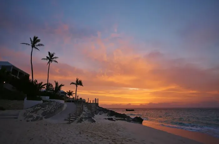 Framed Print : Sunrise on Bermuda's Pink Beach West, Bermuda, Atlantic, North America