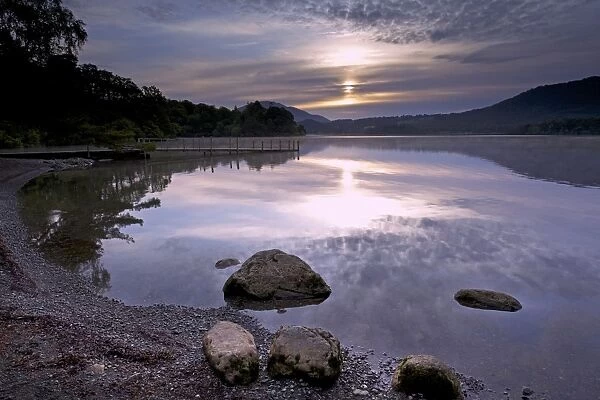 Sunrise, Derwent Water, Lake District National Park, Cumbria, England, United Kingdom, Europe