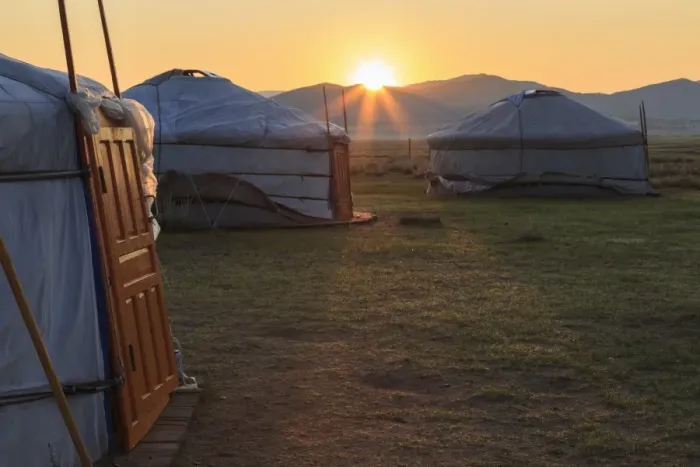 Framed Print : Sunrise over gers in summer, Nomad camp, Gurvanbulag, Bulgan, Northern Mongolia, Central Asia Framed Print : Sunrise over gers in summer, Nomad camp, Gurvanbulag, Bulgan, Northern Mongolia, Central Asia
