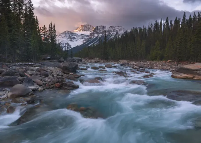 Framed Print : Sunrise and glacial blue rushing waters at Mistaya Canyon, Banff National Park, UNESCO Framed Print : Sunrise and glacial blue rushing waters at Mistaya Canyon, Banff National Park, UNESCO