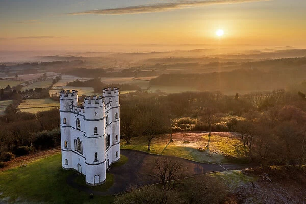 Sunrise at Haldon Belvedere (Lawrence Castle) in winter, Devon, England, United Kingdom