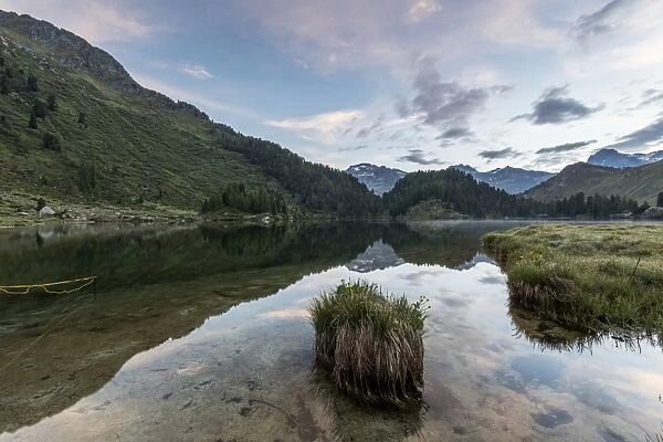 Sunrise at Lake Cavloc, Maloja Pass, Bregaglia Valley, Engadine, Canton of Graubunden