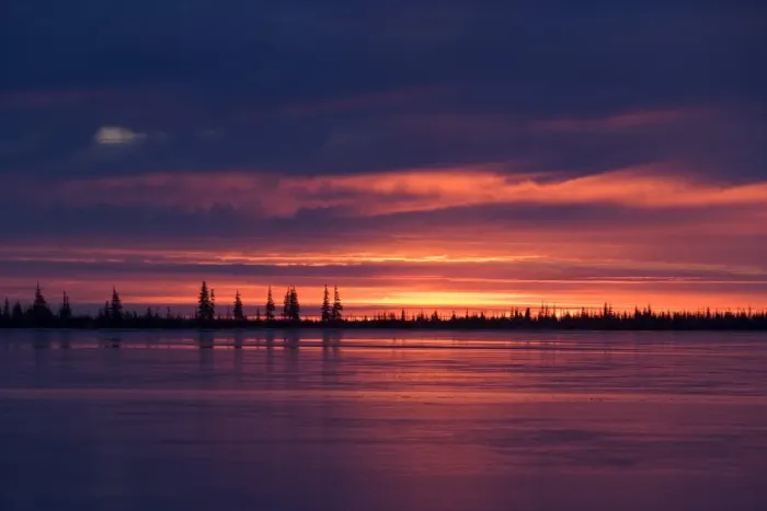Framed Print : Sunrise at the lake near Churchill, Hudson Bay, Manitoba, Canada, North America
