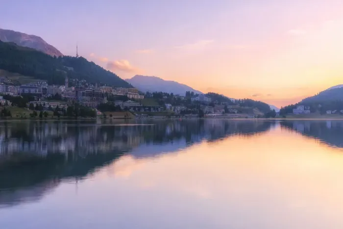Framed Print : Sunrise at Lake of St. Moritz (Lej da San Murezzan), Sankt Moritz, Engadine Valley Framed Print : Sunrise at Lake of St. Moritz (Lej da San Murezzan), Sankt Moritz, Engadine Valley