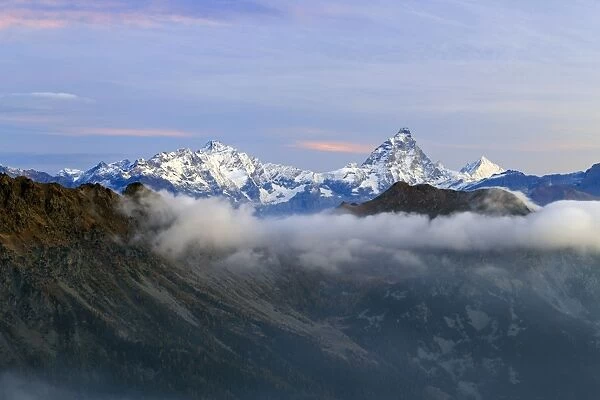 Sunrise on Matterhorn, Natural Park of Mont Avic, Aosta Valley, Graian Alps, Italy