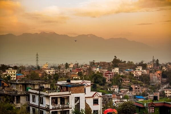 Sunrise over the medieval village of Bhaktapur (Bhadgaon), Kathmandu Valley, Nepal, Asia