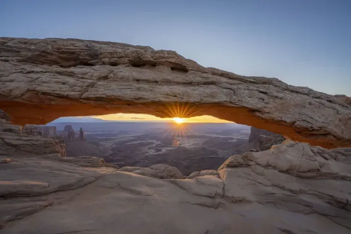 Framed Print : Sunrise at Mesa Arch with glowing arch and sunburst, Canyonlands National Park, Utah Framed Print : Sunrise at Mesa Arch with glowing arch and sunburst, Canyonlands National Park, Utah