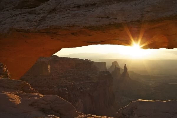 Sunrise at Mesa Arch, Island in the Sky, Canyonlands National Park, Utah, United States of America, North America
