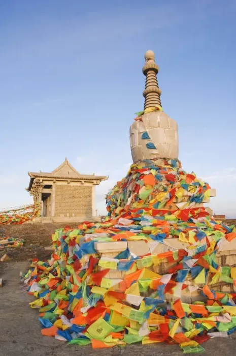Framed Print : Sunrise on a monastery stupa and prayer flags on Yedou Peak, 3058m, at Wutaishan Framed Print : Sunrise on a monastery stupa and prayer flags on Yedou Peak, 3058m, at Wutaishan