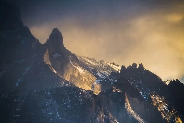 Sunrise Paine Massif (Cordillera Paine), the iconic mountains in Torres del Paine National Park
