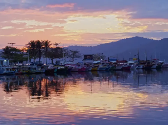 Framed Print : Sunrise over the port in Paraty, State of Rio de Janeiro, Brazil, South America Framed Print : Sunrise over the port in Paraty, State of Rio de Janeiro, Brazil, South America