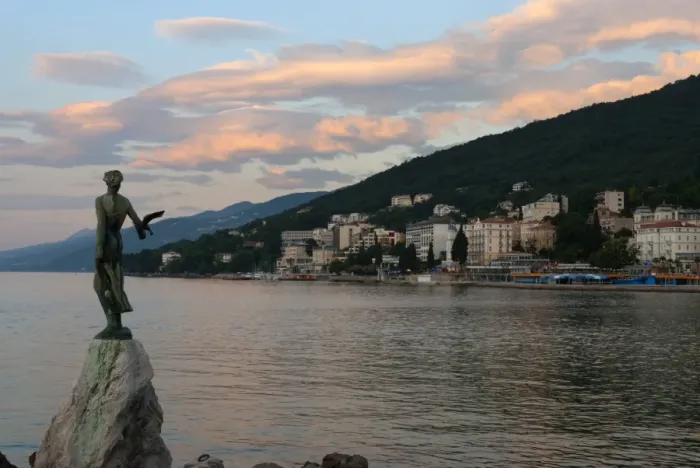 Framed Print : Sunrise over resort, Opatija, Kvarner Gulf, Croatia, Adriatic, Europe Framed Print : Sunrise over resort, Opatija, Kvarner Gulf, Croatia, Adriatic, Europe