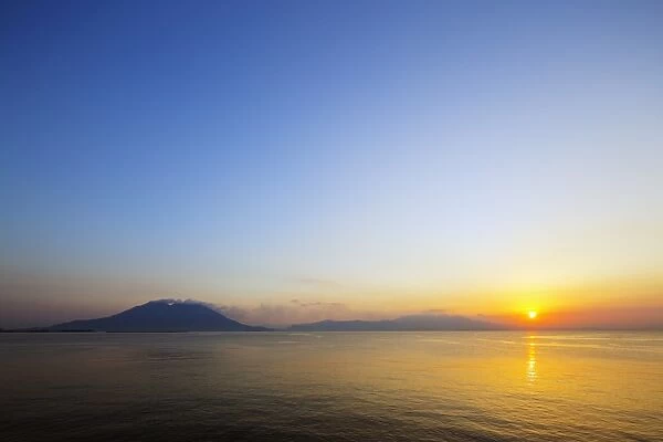 Sunrise over Sakurajima volcano, Kagoshima, Kyushu, Japan, Asia