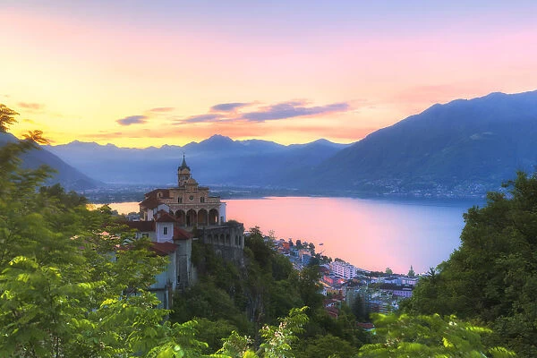Sunrise at the Sanctuary of Madonna del Sasso, Orselina, Locarno, Lake Maggiore, Italian Lakes