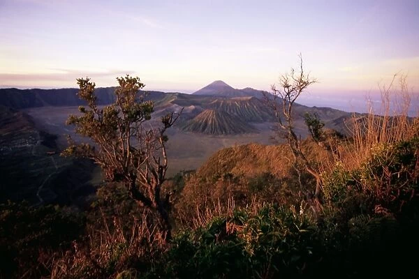 Sunrise over volcanic landscape
