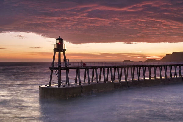 Sunrise over Whitby harbour and the River Esk, The North Yorkshire Coast, Yorkshire