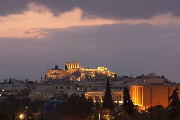 Sunset over the Acropolis, UNESCO World Heritage Site, Athens, Greece, Europe