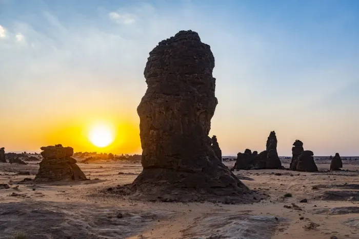 Framed Print : Sunset over the Algharameel rock formations, Al Ula, Kingdom of Saudi Arabia, Middle East Framed Print : Sunset over the Algharameel rock formations, Al Ula, Kingdom of Saudi Arabia, Middle East