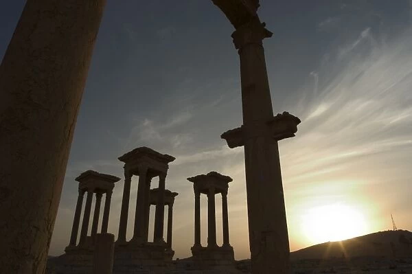 Sunset, archaelogical ruins