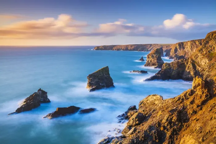 Framed Print : Sunset, Bedruthan steps sea stacks at high tide, Carnewas, Bedruthan, North Cornwall Framed Print : Sunset, Bedruthan steps sea stacks at high tide, Carnewas, Bedruthan, North Cornwall