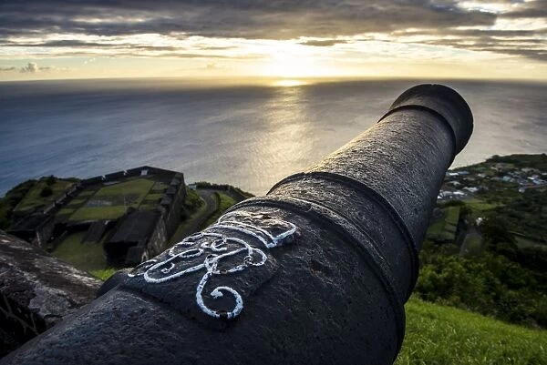Sunset over Brimstone Hill Fortress, UNESCO World Heritage Site, St. Kitts, St. Kitts and Nevis, Leeward Islands, West Indies, Caribbean, Central America