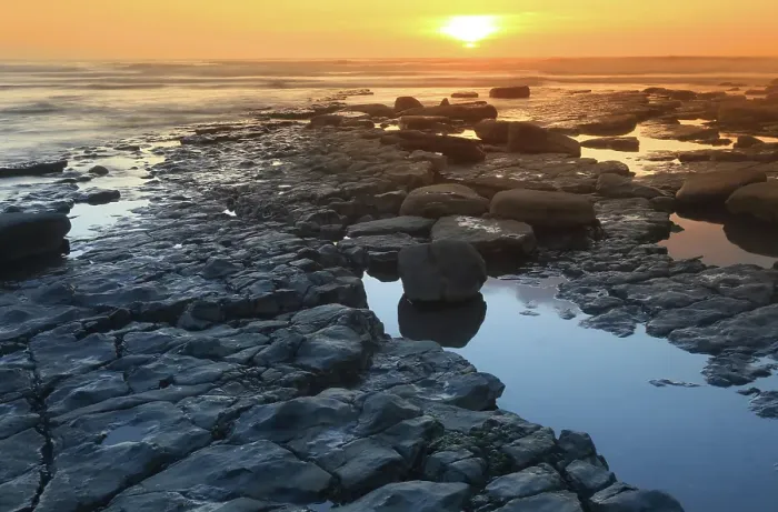 Framed Print : Sunset over the Bristol Channel from Dunraven Bay, Southerndown, South Wales, United Kingdom Framed Print : Sunset over the Bristol Channel from Dunraven Bay, Southerndown, South Wales, United Kingdom