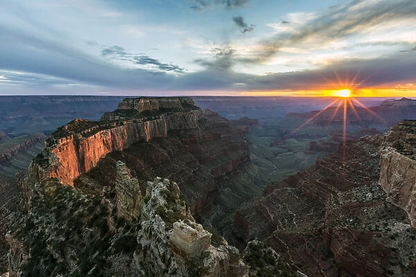 Sunset at Cape Royal, North Rim, Grand Canyon National Park, UNESCO World Heritage Site