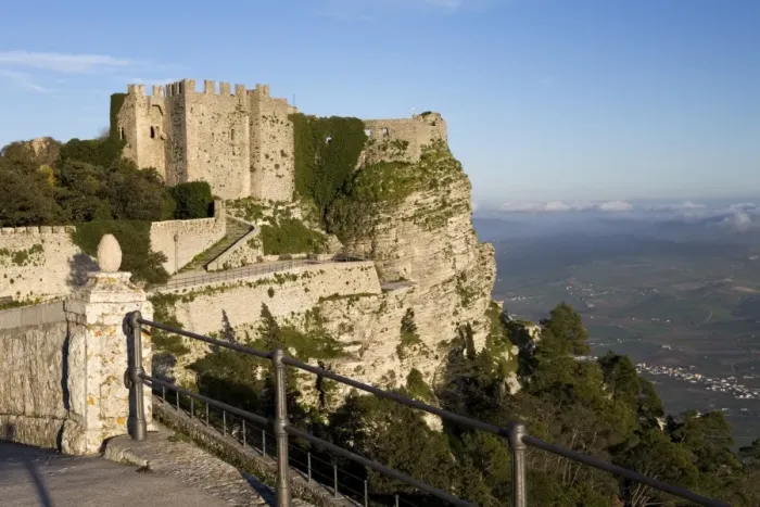 Framed Print : Sunset over the Castello di Venere, Erice, Sicily, Italy, Europe