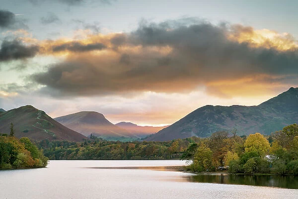 Sunset over Catbells, Derwent Water and the Newlands Valley from Keswick, Lake District