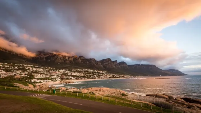 Framed Print : Sunset and clouds over Camps Bay, Table Mountain and the Twelve Apostles, Cape Town Framed Print : Sunset and clouds over Camps Bay, Table Mountain and the Twelve Apostles, Cape Town