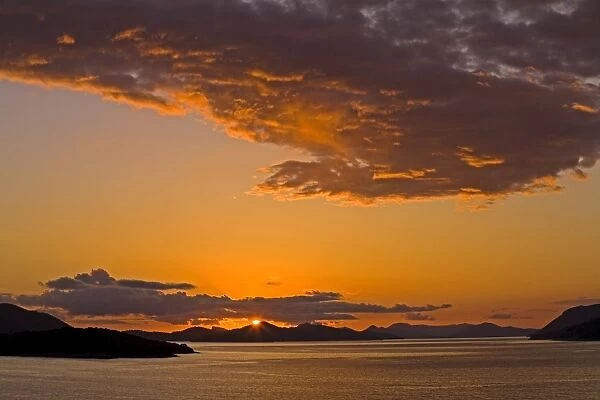 Sunset on the Dalmatian Coast, Dubrovnik area, Dalmatia, Croatia, Europe