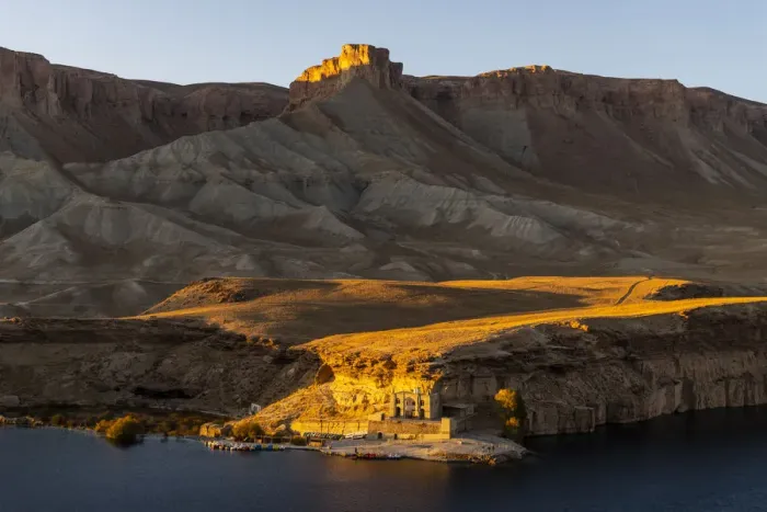 Framed Print : Sunset over the deep blue lakes of the Band-E-Amir National Park, Afghanistan, Asia Framed Print : Sunset over the deep blue lakes of the Band-E-Amir National Park, Afghanistan, Asia