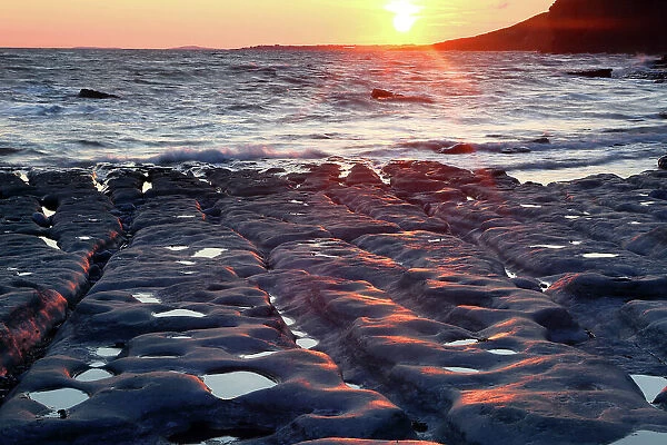 Sunset from Dunraven Bay, Southerndown, Glamorgan Heritage Coast, South Wales, United Kingdom, Europe