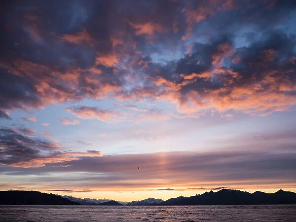 Sunset in Glacier Bay National Park and Preserve, Southeast Alaska, United States