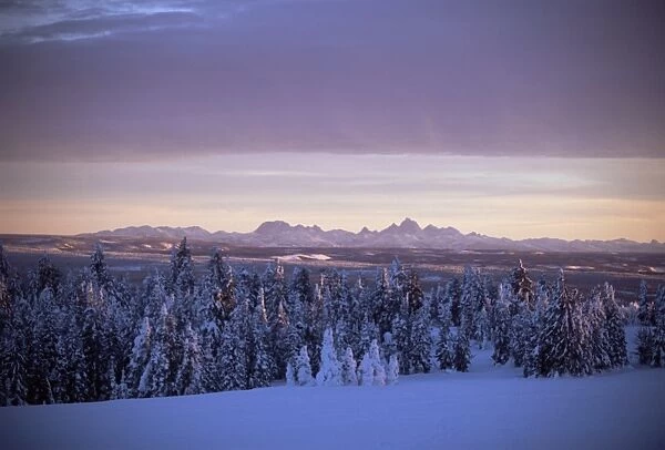 Sunset on Grand Tetons from Two Tops