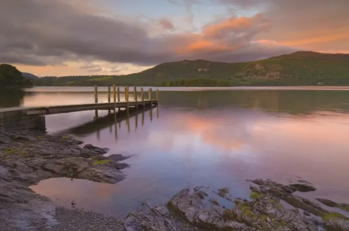 Framed Print : Sunset, Hawes End landing stage jetty, Derwent Water, Lake District, Cumbria Framed Print : Sunset, Hawes End landing stage jetty, Derwent Water, Lake District, Cumbria