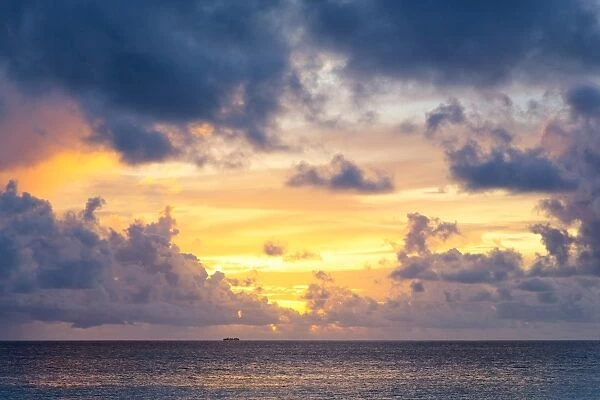 Sunset over the Indian Ocean in the Maldives, Indian Ocean, Asia