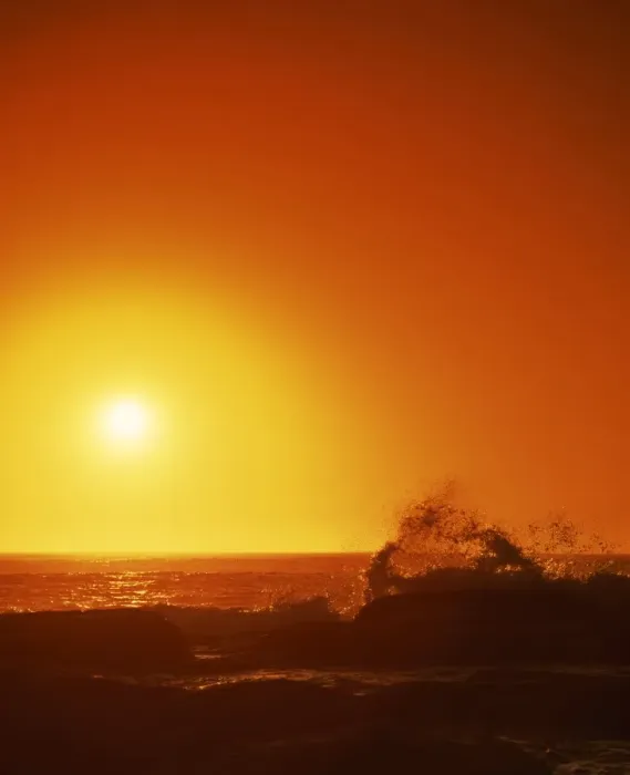 Framed Print : Sunset over the Indian Ocean, with waves breaking on coastline of Prevwlly Framed Print : Sunset over the Indian Ocean, with waves breaking on coastline of Prevwlly