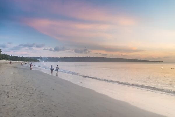 Sunset over Jimbaran beach, Bali, Indonesia, Southeast Asia, Asia