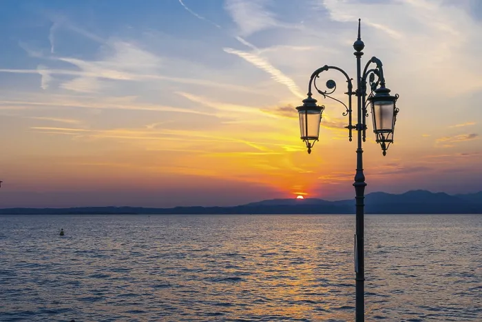 Framed Print : Sunset over Lake Garda in Lazise, Italy