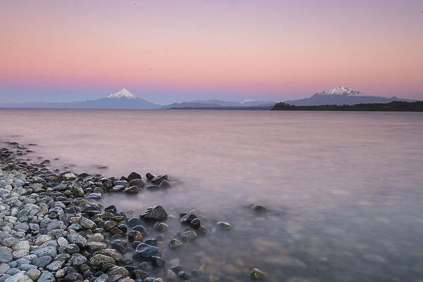 Sunset over lake Llanquihue and Volcan Osorno, Puerto Varas, Chilean Lake District