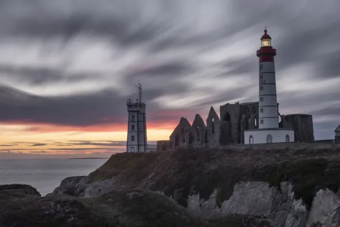 Framed Print : Sunset long esposure at Saint Mathieu lighthouse with some ancient ruins below, Finistere, Brittany, France, Europe Framed Print : Sunset long esposure at Saint Mathieu lighthouse with some ancient ruins below, Finistere, Brittany, France, Europe
