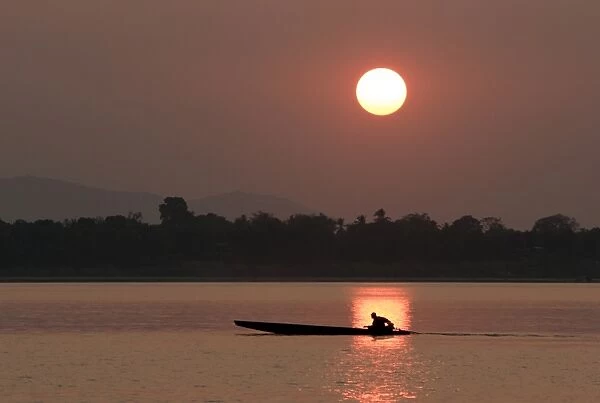 Sunset over the Mekong river