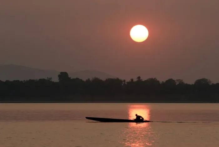 Framed Print : Sunset over the Mekong river Framed Print : Sunset over the Mekong river