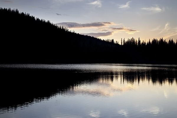Sunset behind Mirror Lake, Gunnison National Forest, Colorado, United States of America