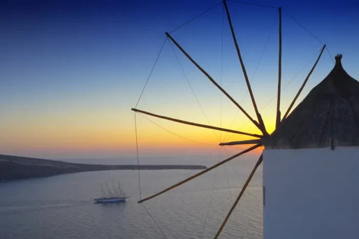 Framed Print : Sunset in Oia, Santorini, Cyclades, Greek Islands, Greece, Europe