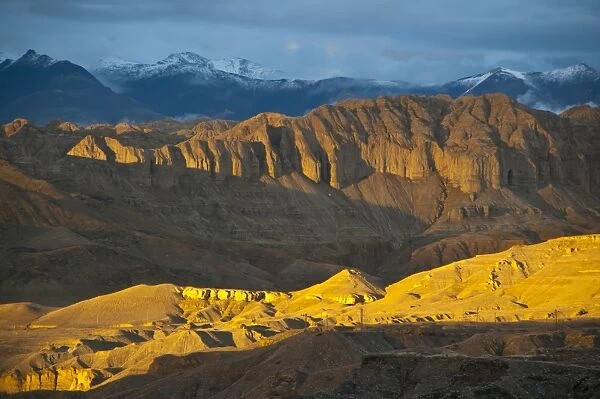 Sunset in the old kingdom of Guge in the most western part of Tibet, China, Asia